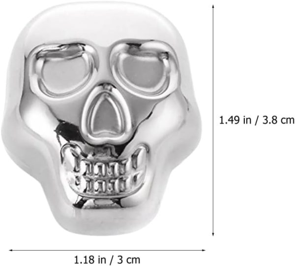 1 Set Cooling Whiskey Stones Liquid Cocktail Chilling Ice Cube Stainless Steel Skull Ice Cube Ball