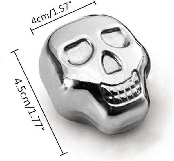 Stainless Steel Skull Shaped Whiskey Stones Set Reusable  Ice Stones Gift