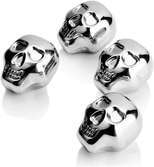 Stainless Steel Chilling Stones Reusable Skull Head Ice Cubes