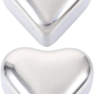 2pcs Stainless Steel Ice Cubes Chilling Stones Whiskey Ice Stone Heart Shape