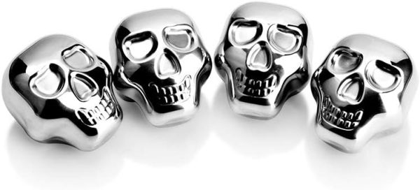 Stainless Steel Chilling Stones Reusable Skull Head Ice Cubes