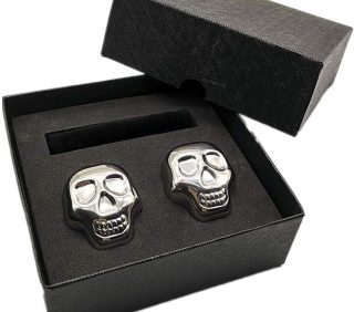 Stainless Steel Skull Shaped Whiskey Stones Set Reusable  Ice Stones Gift