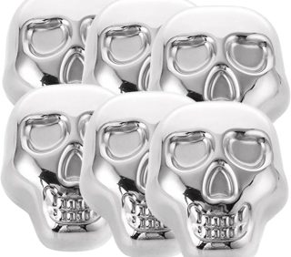 1 Set Cooling Whiskey Stones Liquid Cocktail Chilling Ice Cube Stainless Steel Skull Ice Cube Ball