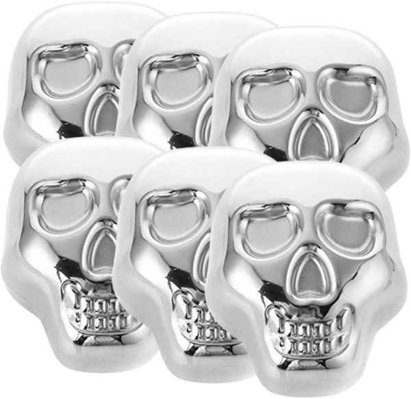 1 Set Cooling Whiskey Stones Liquid Cocktail Chilling Ice Cube Stainless Steel Skull Ice Cube Ball