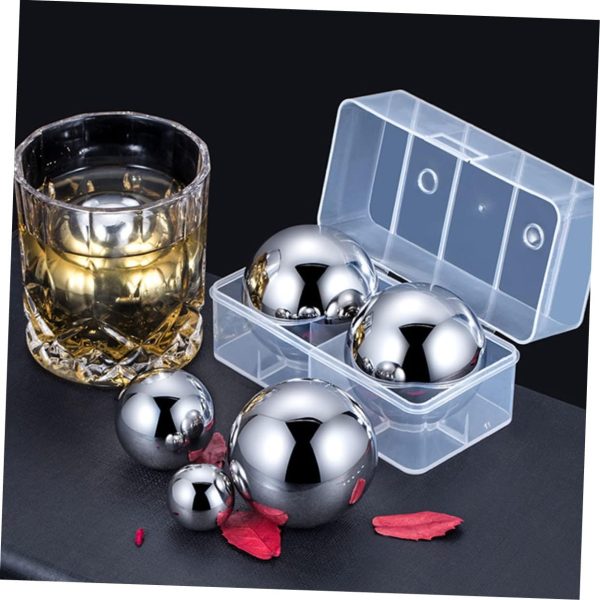 1set Stainless Steel Ice Cubes Whiskey Stone Round Ice Cubes Ice Sphere Round