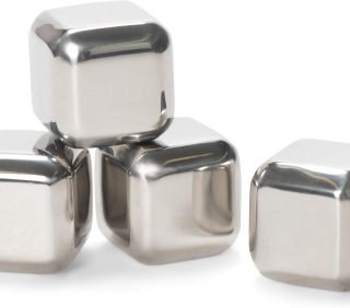 Stainless Steel Tone Ice Cube Set of 4