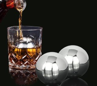 2 Premium XXL 54mm Stainless Steel Ice Whiskey Balls