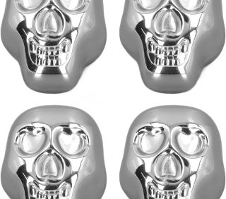 Pack of 4 Skull Shaped Stainless Steel Ice Cubes