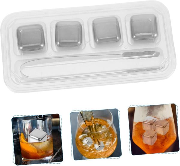 4 Pcs Stainless Steel Ice Cubes Ice Stones