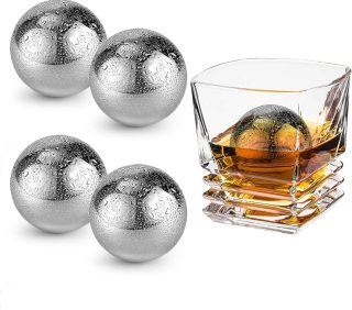 Reusable Ice Cubes & Metal Chilling Stones 304 Stainless Steel Whiskey Balls